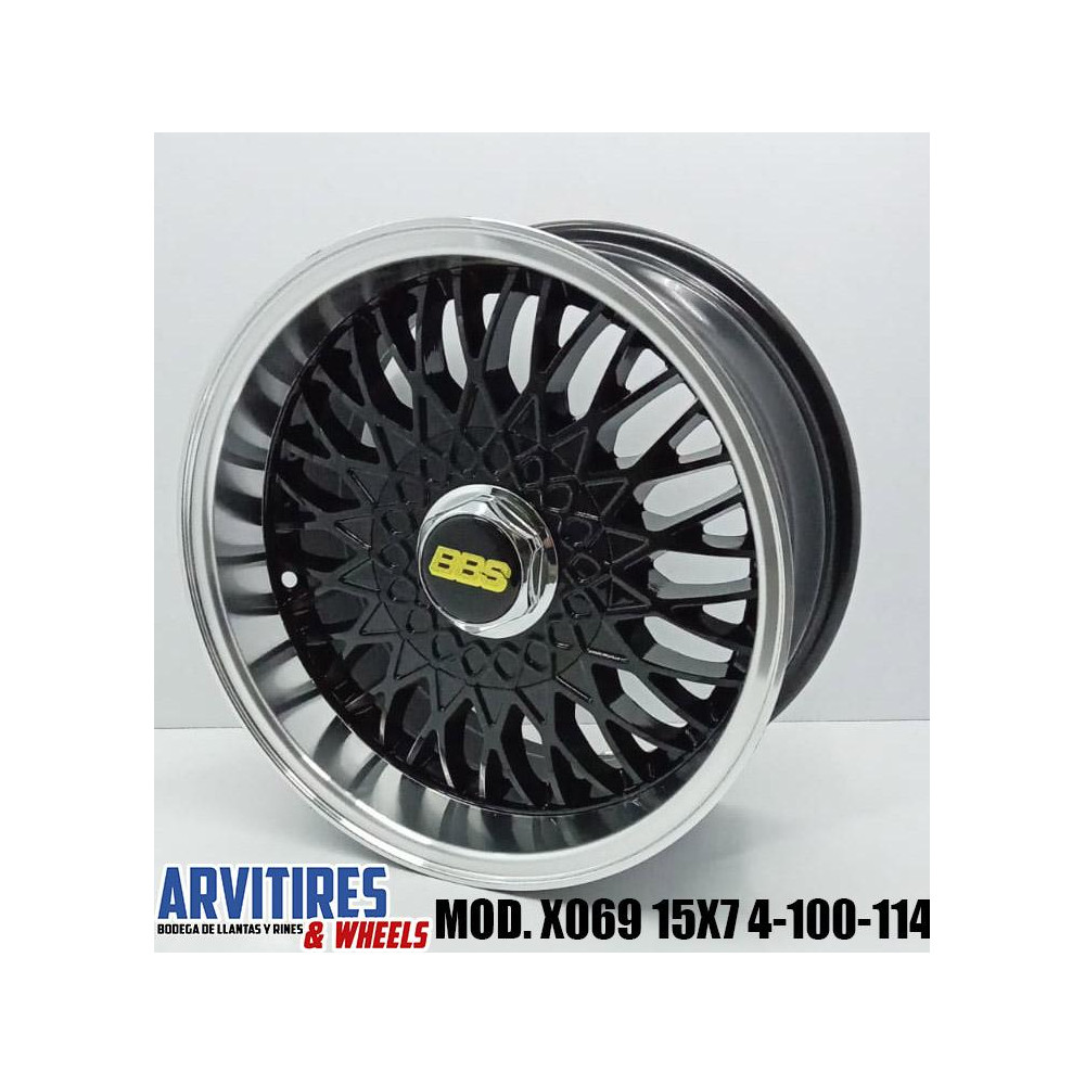 RIN 15X7 4-100/114 MKR BLACK MACHINE LIP MOD X069