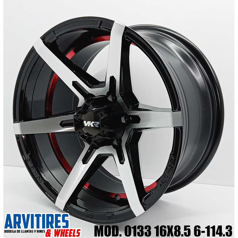 RIN 16X8 5 6-114 BLACK MACHIN F RED LINE MOD 0133
