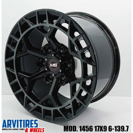 RIN 17X9 6-139 7 BMF LIP CLEAR COAT BLACK MOD 1456