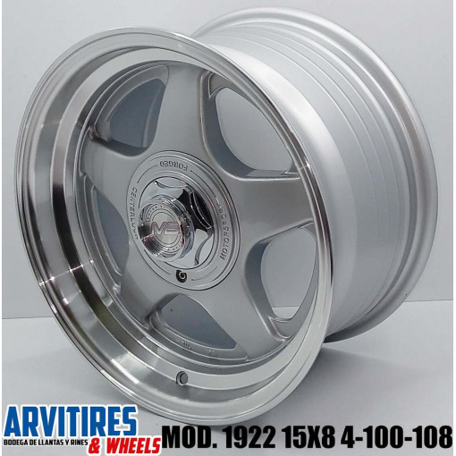 RIN 15X8 4-100/108 SILVER MACHINED LIP MOD 1922