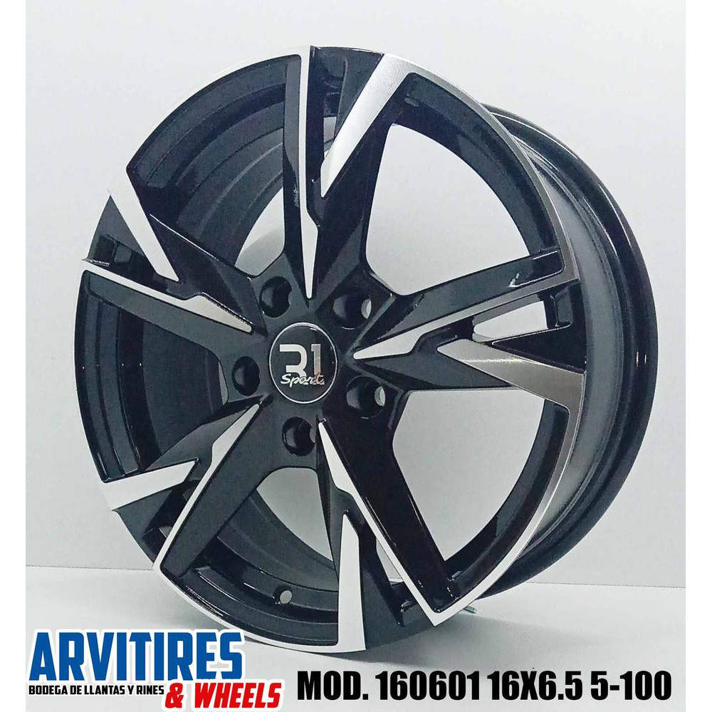 RIN 16X6 5 5-100 R1 BLACK MACHINE FACE MOD 160601