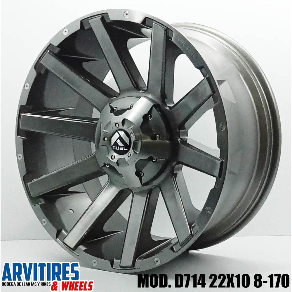 RIN 22X10 8-170 BRUS GUNMETAL TINTED CLAER DC714