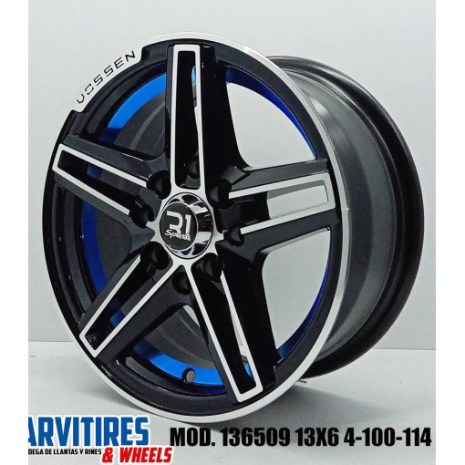 RIN 13X6 4-100/114 3 BM AND BLUE MOD 136509