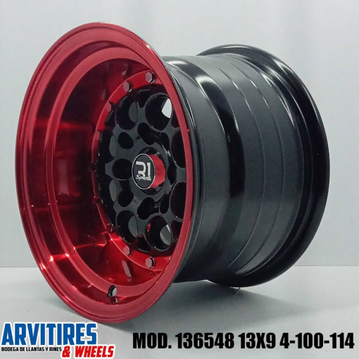 RIN 13X8 4-100/114BM LIP RED CHRM RVTS MD 136548F