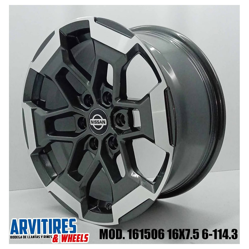 RIN 16X7 5 6-114 GUNMETAL MACHINE FACE MOD 161506