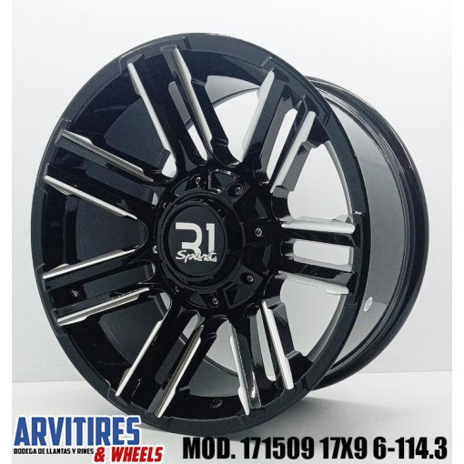 RIN 17X9 6-114 3 R1SPORT BLACK MILLING MOD  171509