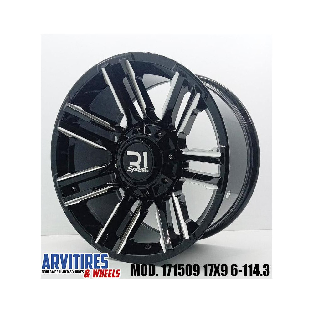 RIN 17X9 6-114 3 R1SPORT BLACK MILLING MOD  171509