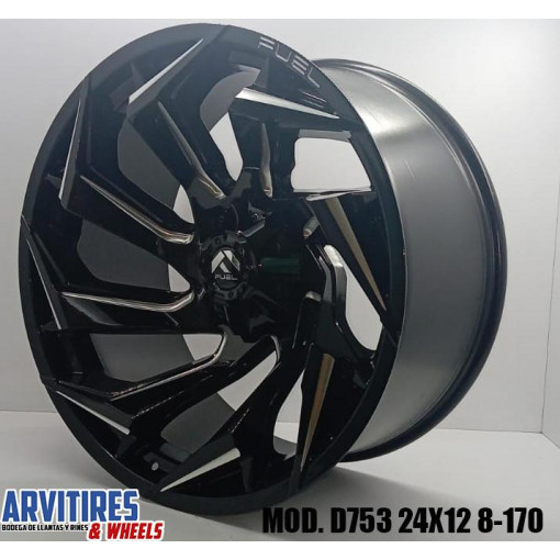 RIN 24X12 8-170 REDACT GLOSS BLACK MILLED MD D753