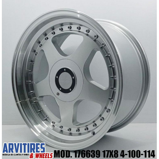 RIN 17X8 5 4-100/114 R1 SILVER MCH LIP MOD 176639R