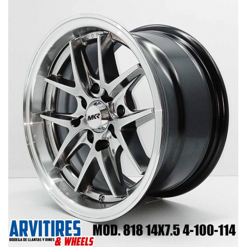 RIN 14X7 5 4-100/114 HYPER BLACK MACH LIP MD 818