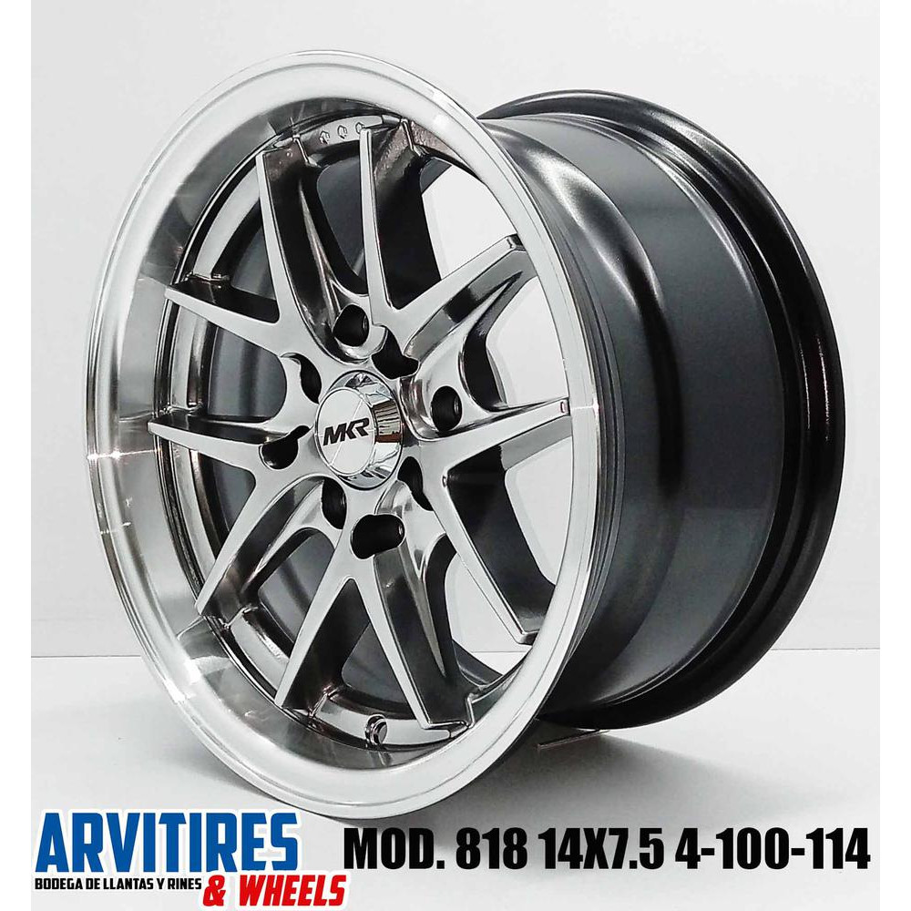 RIN 14X7 5 4-100/114 HYPER BLACK MACH LIP MD 818