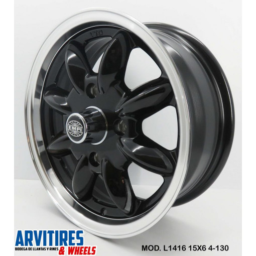 RIN 15X6 4-130 MKR BLACK MACHINE FACE MOD L1416