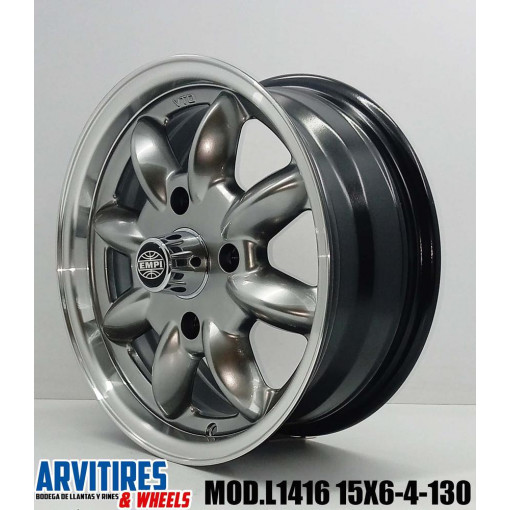 RIN 15X6 4-130 MKR HYPER BLACK MACH LIP MOD L1416