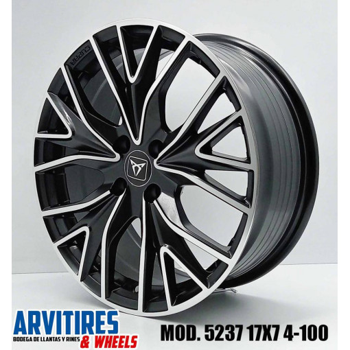 RIN 17X7 4-100 SATIN BLACK MLL SPOCS MOD 5237