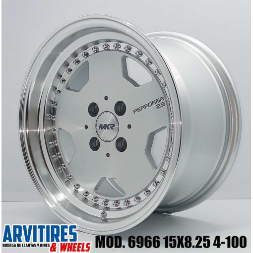 RIN 15X8 25 4-100 SILVER MACHINE FACE MOD 6966