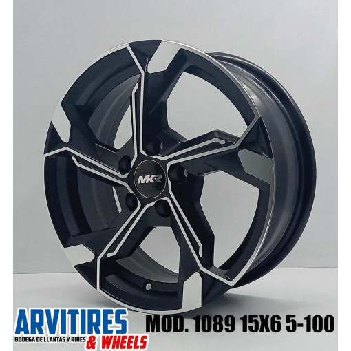 RIN 15X6 5-100 MATT BLACK MACHINE FACE MOD 1089