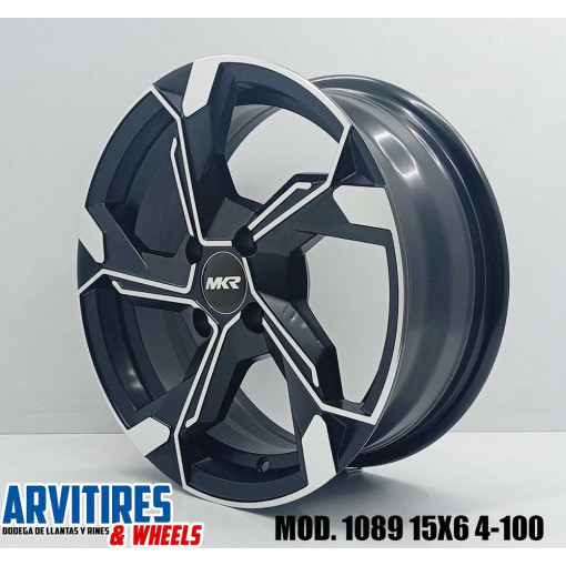 RIN 15X6 4-100 MATT BLACK MACHINE FACE MOD 1089