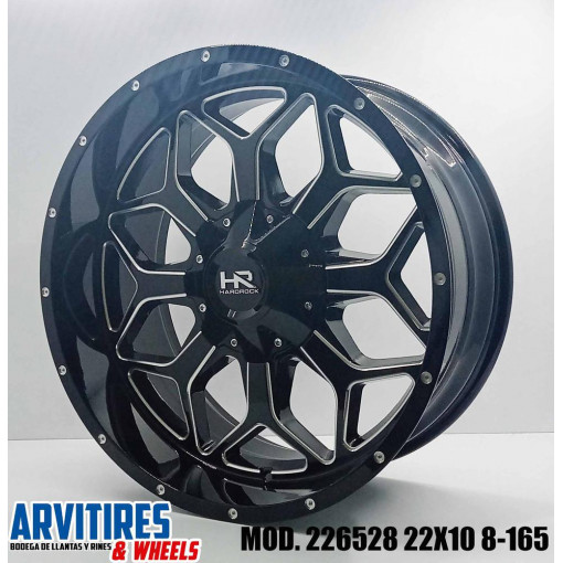 RIN 22X10 8-165 1 R1 GLOSS BLACK MILLED MOD 226528