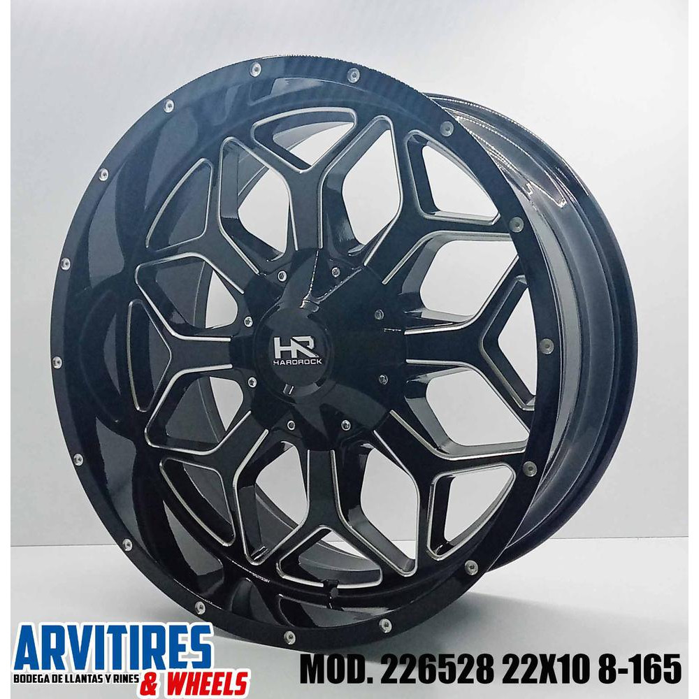 RIN 22X10 8-165 1 R1 GLOSS BLACK MILLED MOD 226528