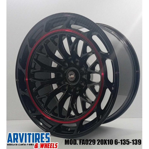 RIN 20X10 6-135/139 7 MS  BLACK RED LIP MOD FA029