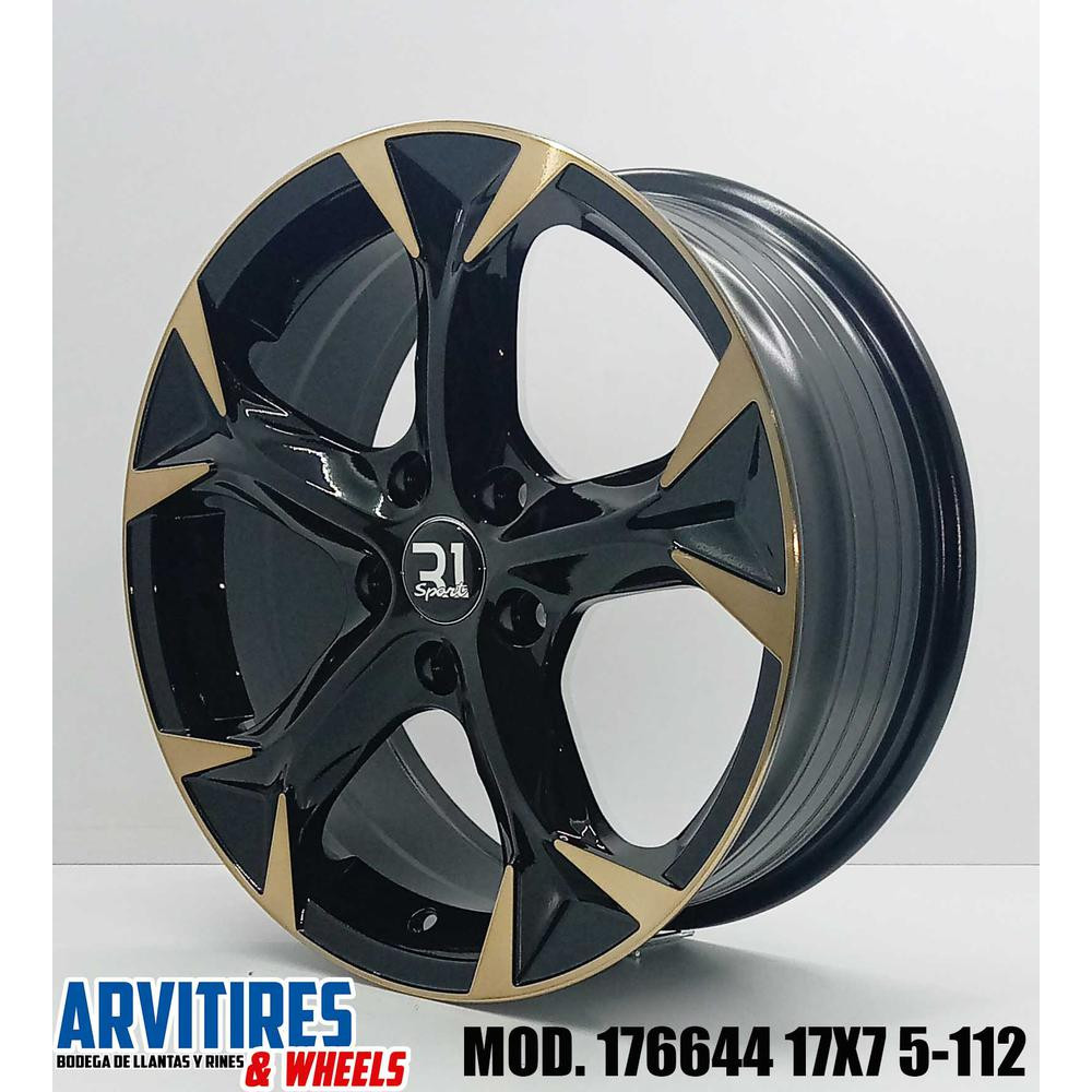 RIN 17X7 5-112 BLACK MACHINE FACE BRONCE MD 176644