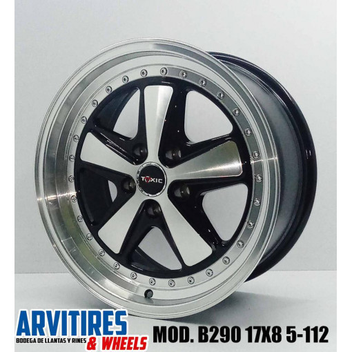 RIN 17X8 5-112 BLACK MACHINE FACE LIP MOD B290