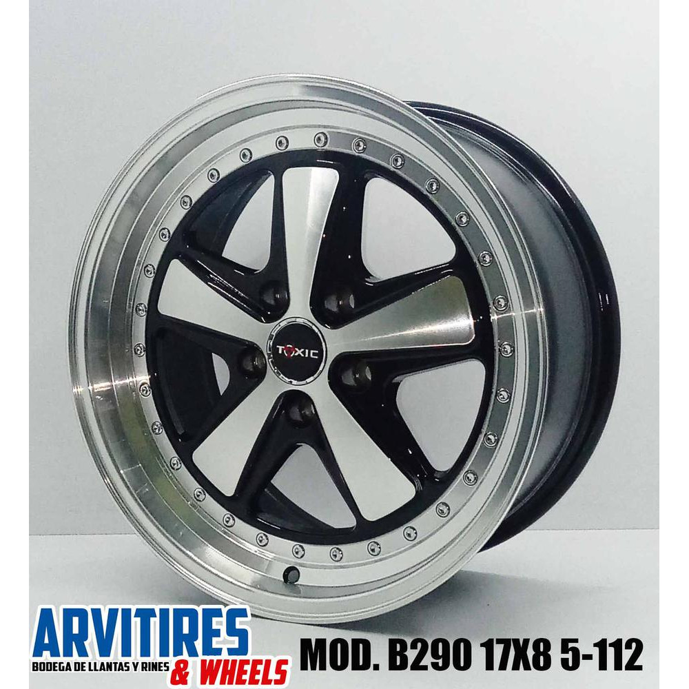 RIN 17X8 5-112 BLACK MACHINE FACE LIP MOD B290