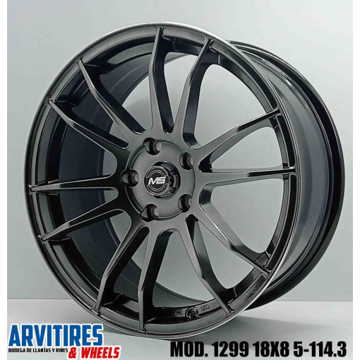 RIN 18X8 5-114 3 HYPER BLACK MACHINE LIP MOD 1299