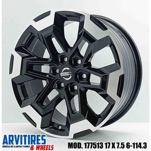 RIN 17X7 5 6-114 BLACK MACHINE FACE MOD 177513