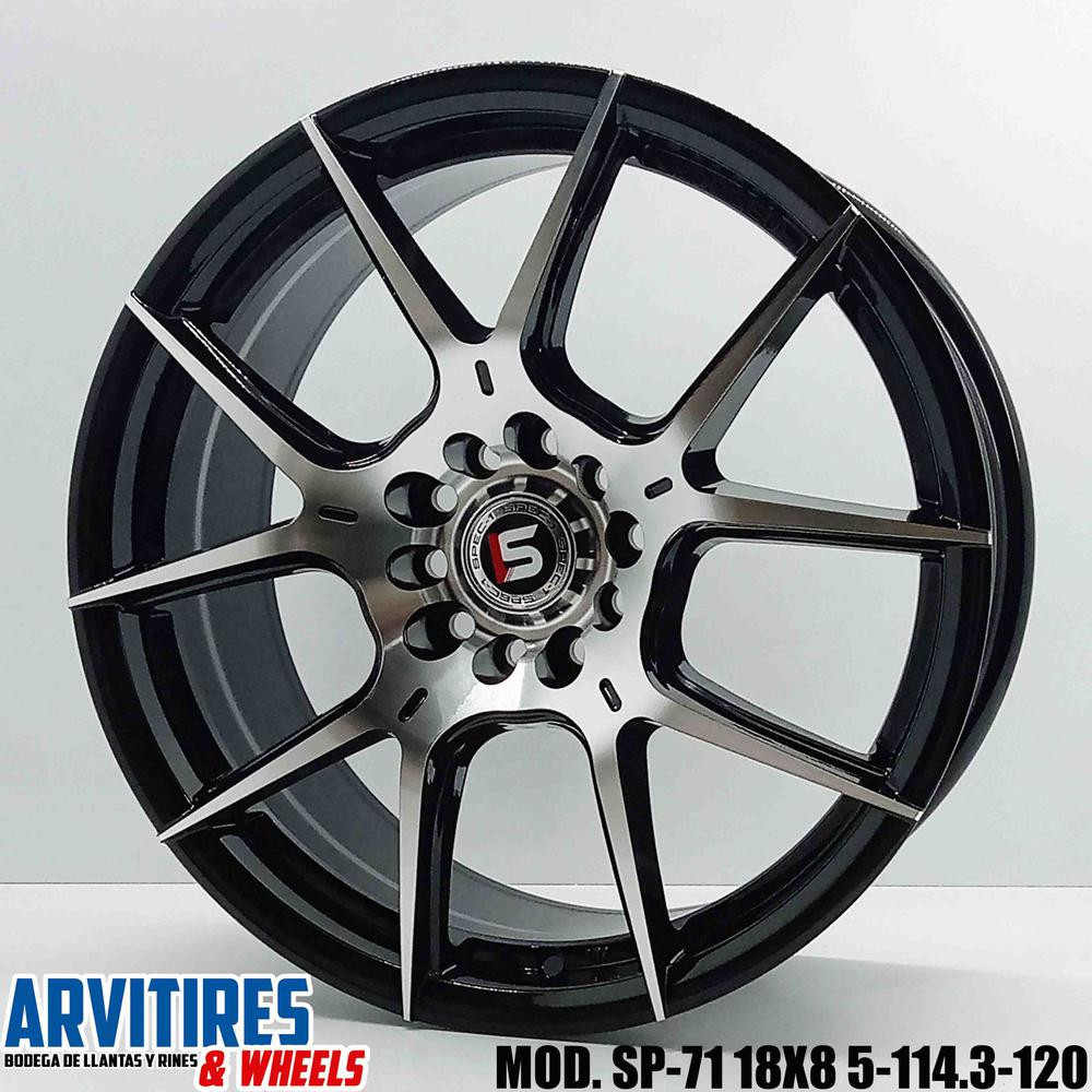 RIN 18X8 5-114/120 GLOSS BLACK&MACHINED MOD SP71