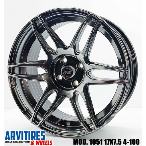 RIN 17X7 5 4-100 HYPER BLACK MOD 1051