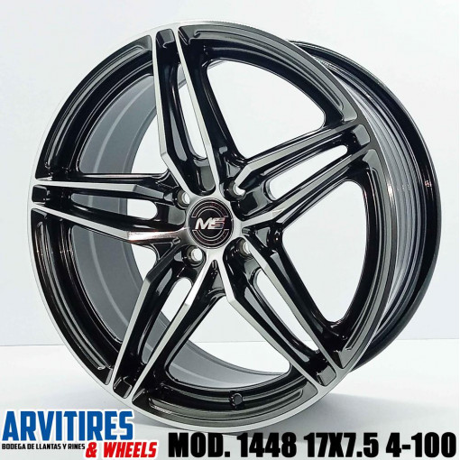 RIN 17X7 5 4-100 HYPER BLACK MACHINE FACE MOD 1448