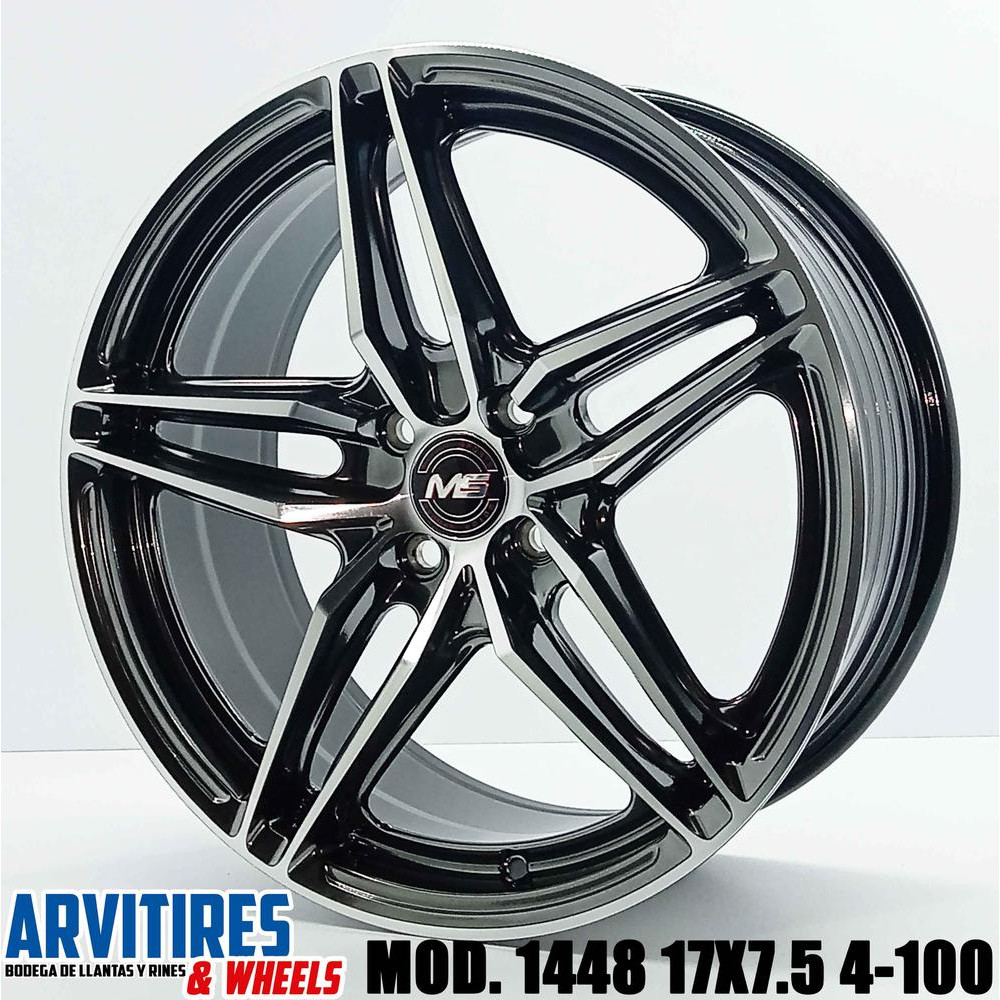 RIN 17X7 5 4-100 HYPER BLACK MACHINE FACE MOD 1448