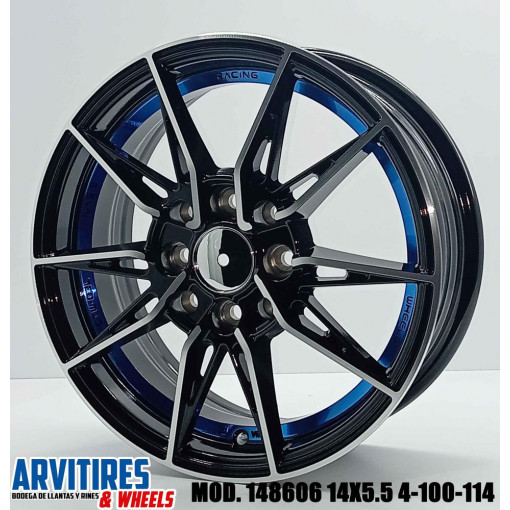 RIN 14X5 5 4-100/114 BLACK M BLUE UNDER MOD 148606