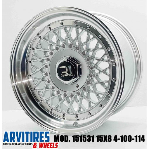 RIN 15X8 4-100/114 SILVER MLIP  CHRM RVT MD 151531