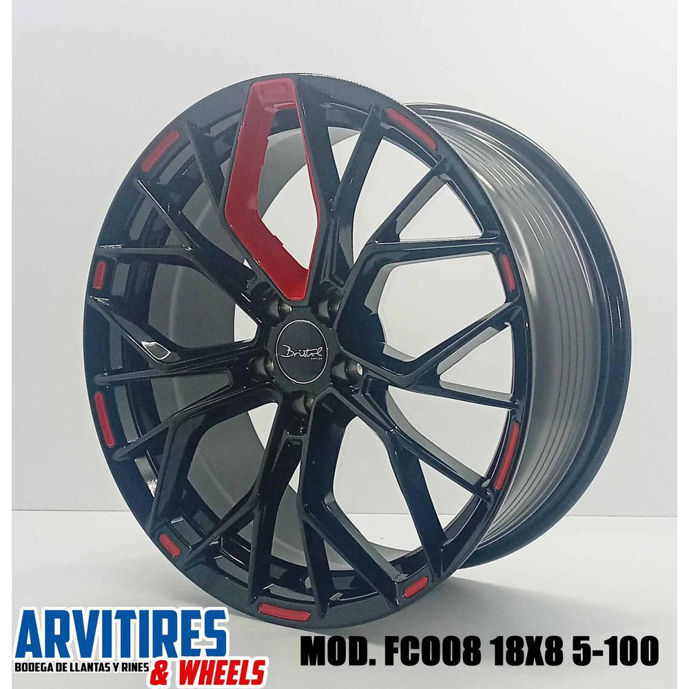 RIN 18X8 5-100 BLACK RED MOD  FC008