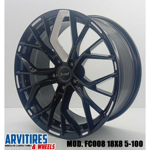 RIN 18X8 5-100 BLACK WHITE  MOD  FC008
