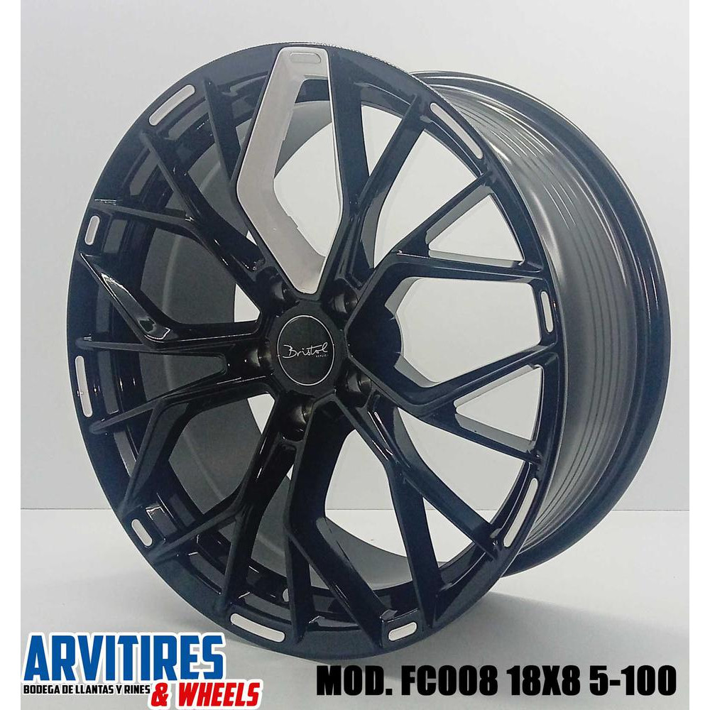 RIN 18X8 5-100 BLACK WHITE  MOD  FC008