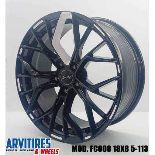 RIN 18X8 5-113 BLACK WHITE  MOD  FC008