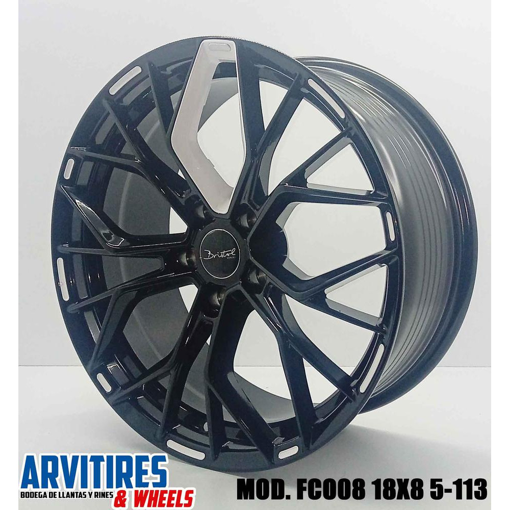 RIN 18X8 5-113 BLACK WHITE  MOD  FC008