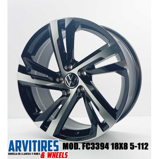 RIN 18X8 5-112 FF BLACK MACHINE FACE MOD FC3394