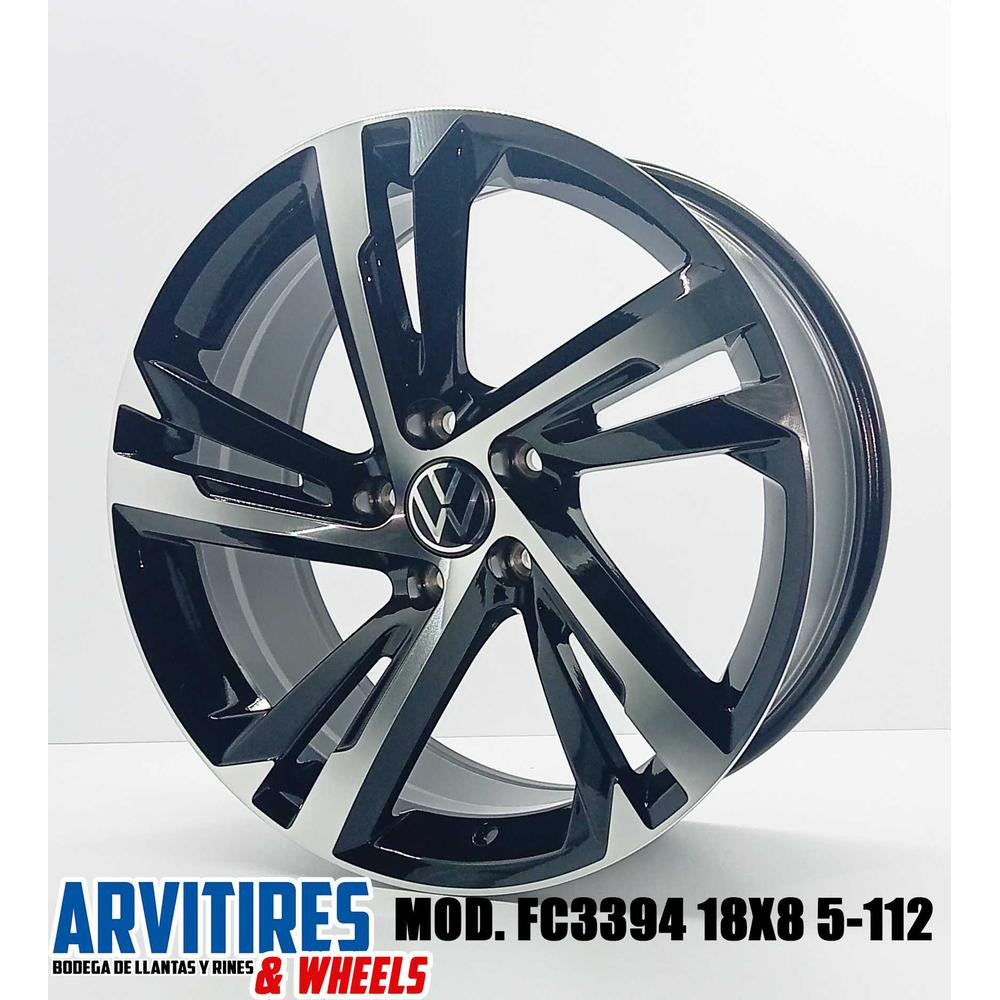 RIN 18X8 5-112 FF BLACK MACHINE FACE MOD FC3394