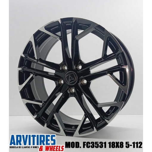 RIN 18X8 5-112 BLACK MACHINE FACE MOD FC3531