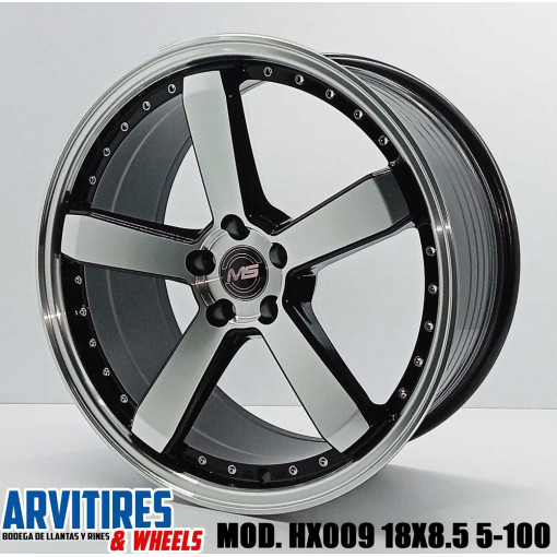 RIN 18X8 5 5-100 BLACK MACHINE FACE MOD HX009
