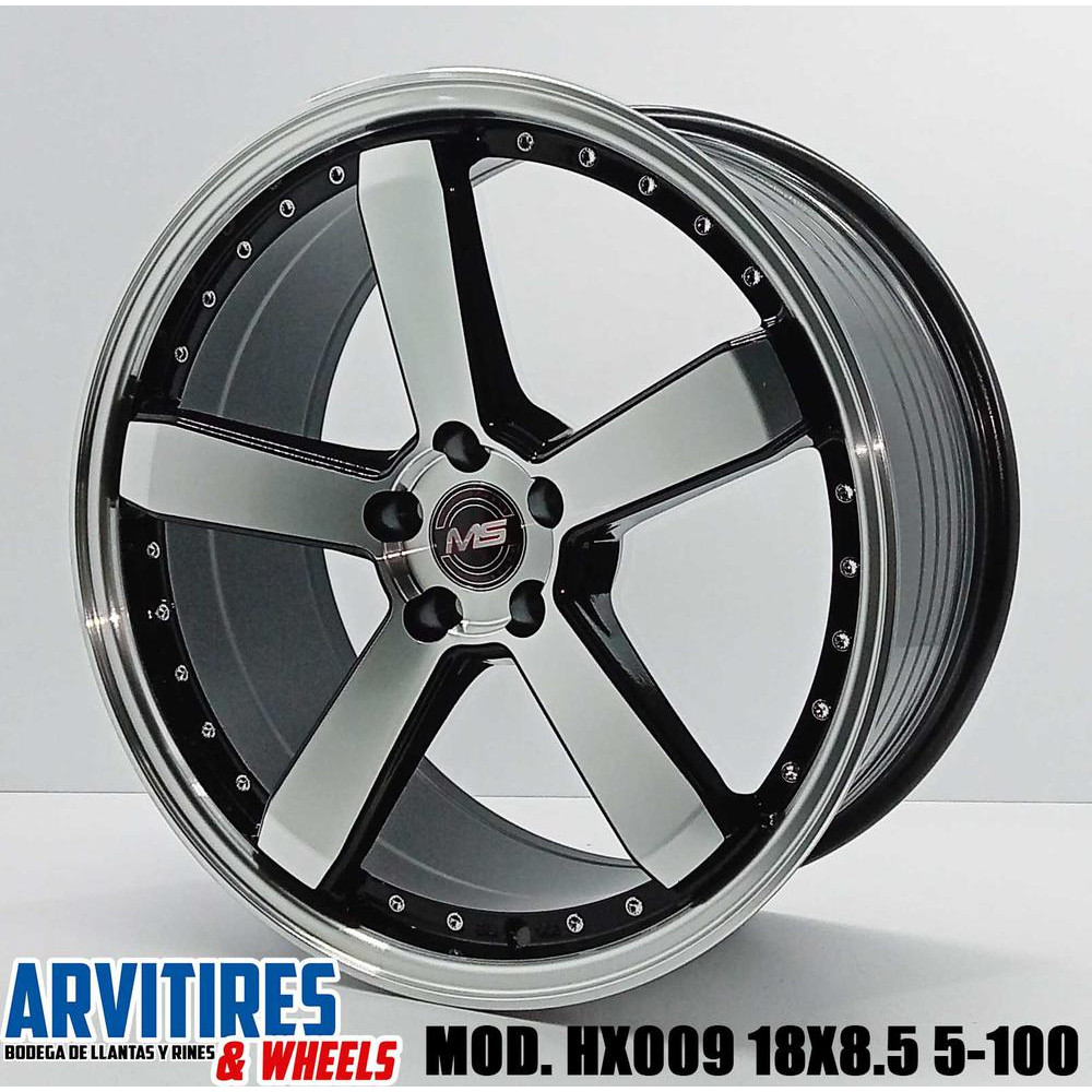RIN 18X8 5 5-100 BLACK MACHINE FACE MOD HX009