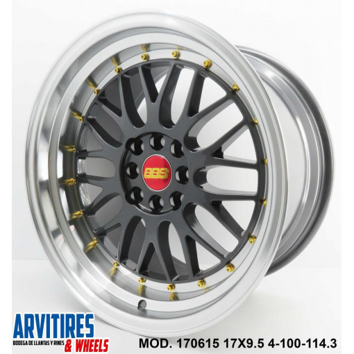 RIN 17X8 5 4-100/114 GUNMETAL GOLD RVTS MD 170615F