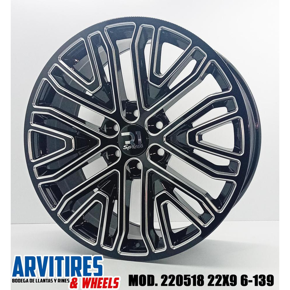RIN 22X9 6-139 7 BLACK MILLING MOD 220518