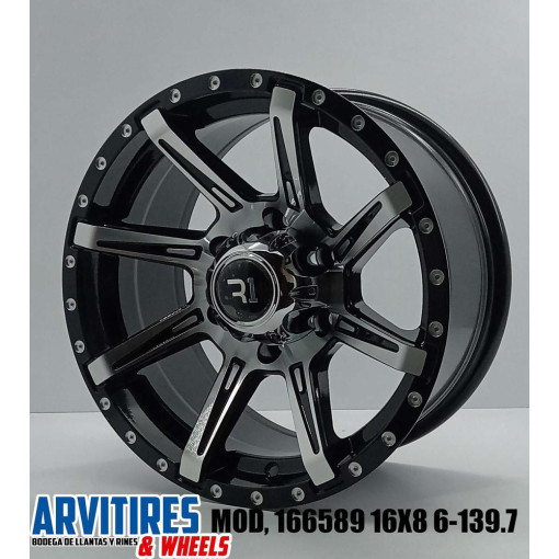 RIN 16X8 6-139 7 R1 BLACK MACHINE FACE MOD 166589