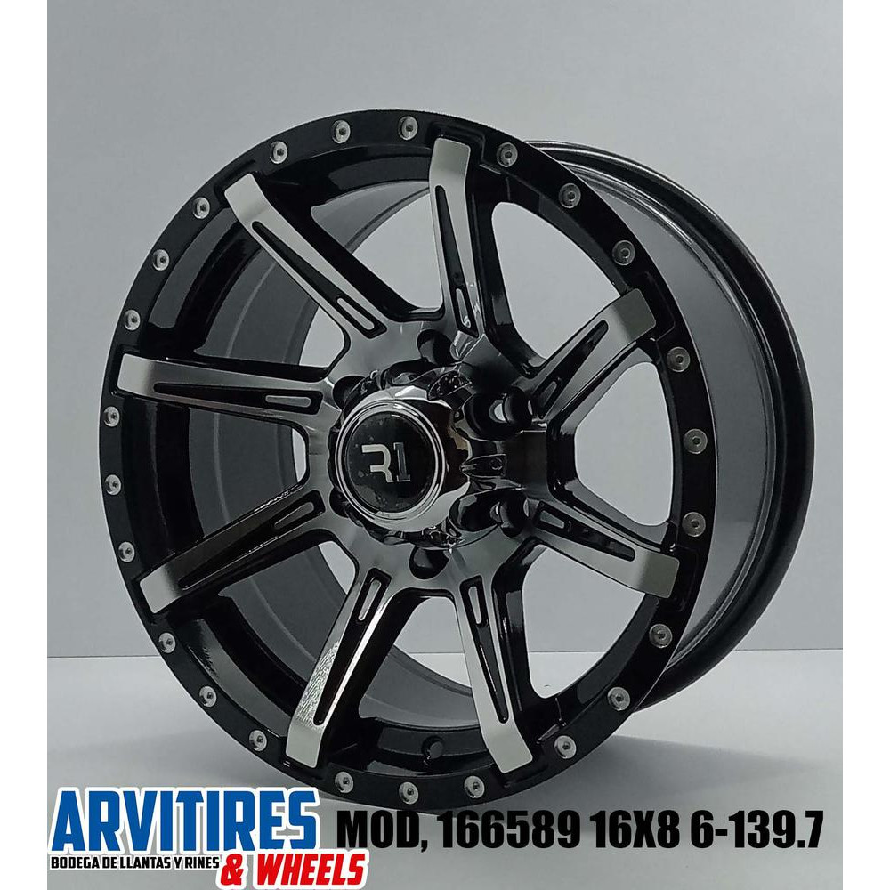 RIN 16X8 6-139 7 R1 BLACK MACHINE FACE MOD 166589