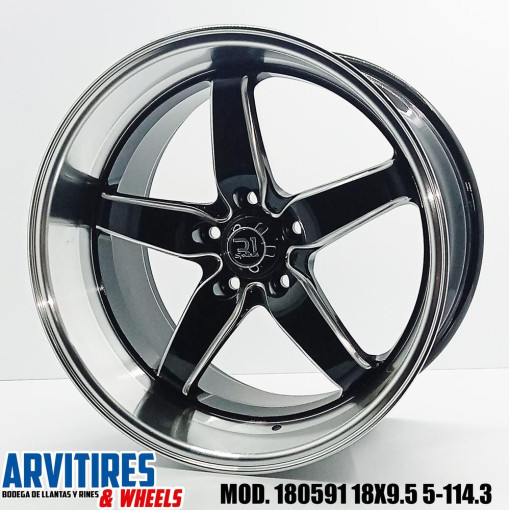RIN 18X9 5 5-114 R1 BLACK MILLING ML MOD 180591F